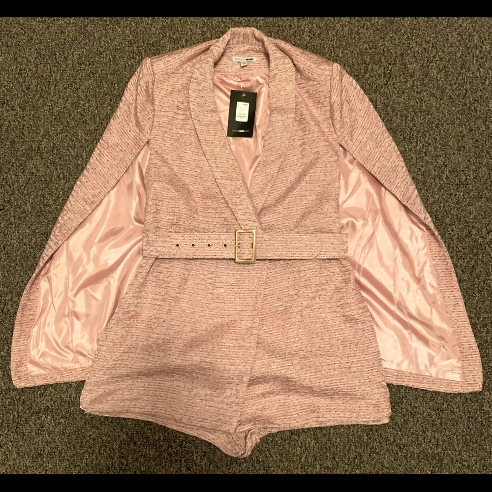 Fashion Nova Victoria Cape Romper NWT